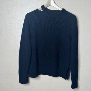 Rag&bone Sweater Women's Large Black Extra Fine Merino Wool Crewneck Knitted